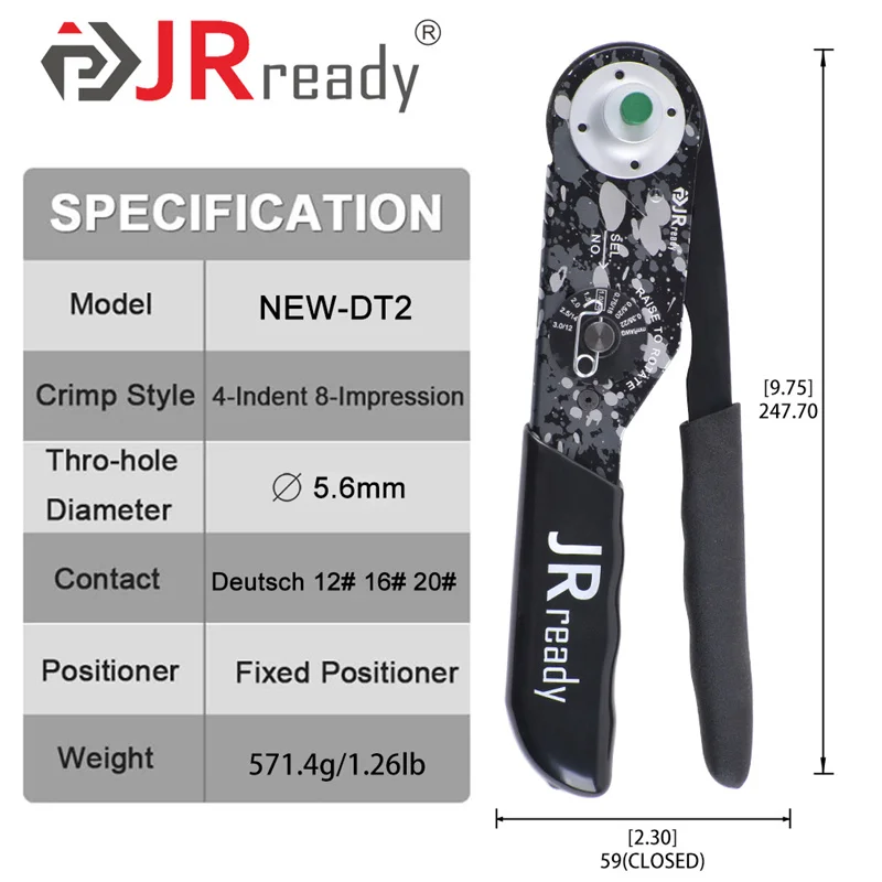 JRready NEW-DT2 Deutsch Crimper Tools Adjustable Standard Indent Crimp Tools For 12#, 16#, 20# With Middle Range Crimp Tool DT