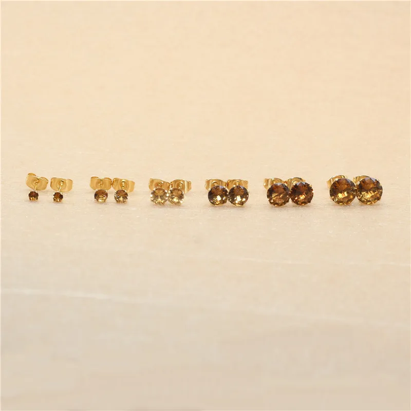 20 Farben, 3 mm, AAA-Qualität, runde, farbenfrohe Zirkonia-Ohrstecker, Edelstahlnadel, hypoallergener Schmuck. – Detail 13