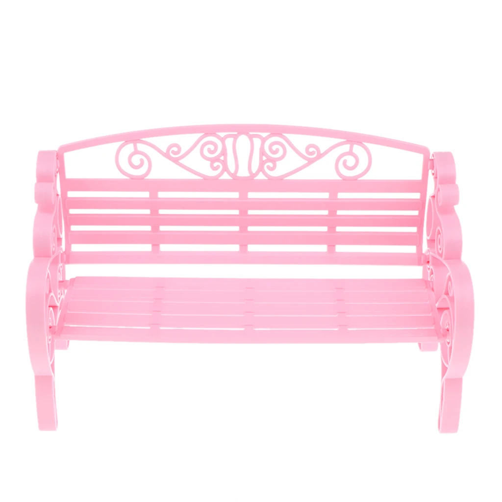 Dollhouse Classic Garden Village Bench, 1/6 Doll House Furniture, Garden Home DIY Decor Gift for Kids Girls