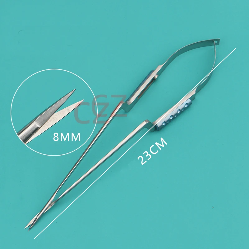 

Stainless steel gun-shaped scissors microscopic instruments surgical imported fine spring-type tissue scissors ophthalmic