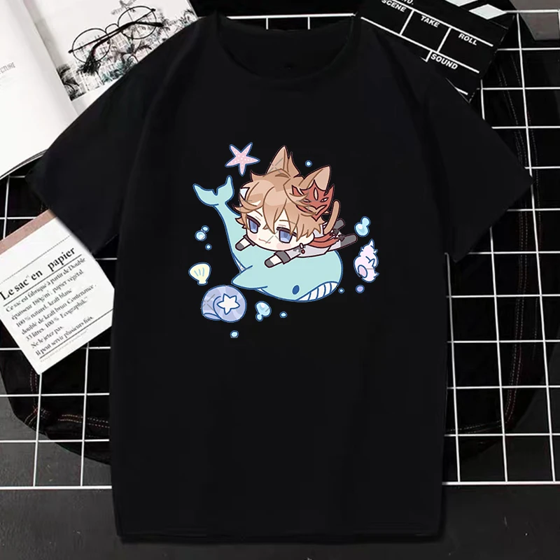 New Game Genshin Impact T Shirt Women Men Kawaii Tops Classic Games Character Graphic Print Tops Harajuku Cartoon Streetwear Tee