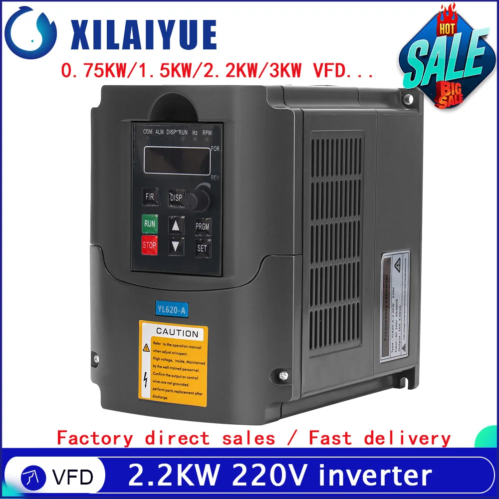 

2.2kw 220v VFD Variable Frequency Drive, 1.5kw/2.2kw/3kw Inverter 400Hz 10A VFD Inverter 1HP Input 3HP Output Frequency Inverter