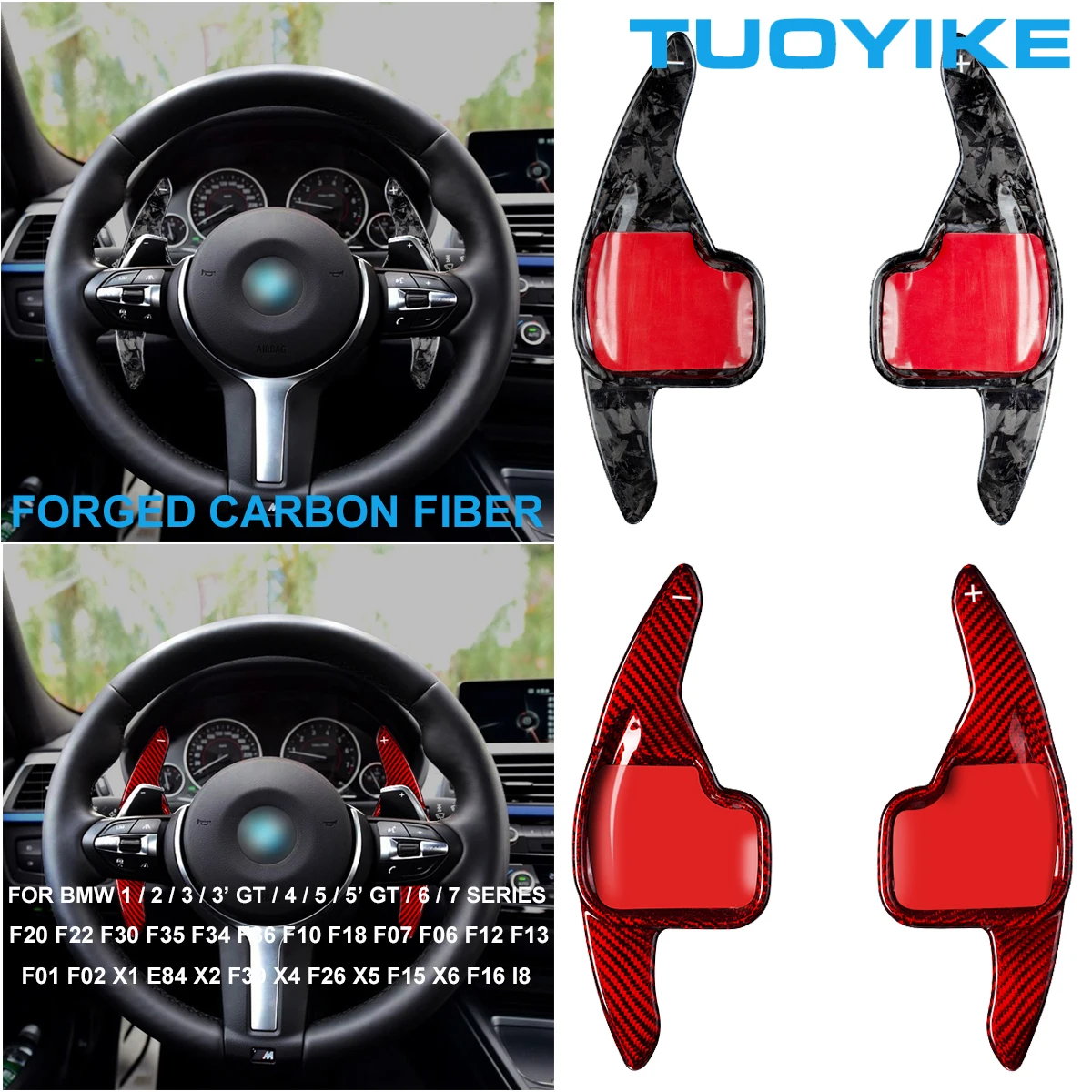 Forged Carbon Fiber Steering Wheel Shifter Paddle For BMW F20 F22 F30 F35 F34 F36 F10 F07 F06 X1 E84 X2 X4 F26 X5 X6 F15 F16 I8