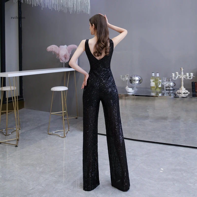 Roupa sequin de lantejoulas, calça prateada para mulher, vestido host de dança latina, festa formal feminina para noite