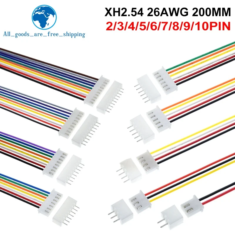 10Sets JST XH2.54 XH 2.54mm Wire Cable Connector 2/3/4/5/6/7/8/9/10 Pin Pitch Male Female Plug Socket 20cm Wire Length 26AWG