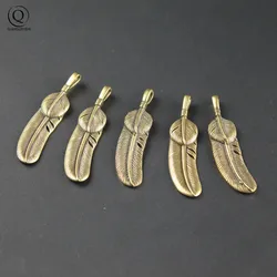 Copper Vintage Feather Keychain Pendants Retro Brass Lucky Animal Necklace Pendant DIY Vegetables Charms Accessories