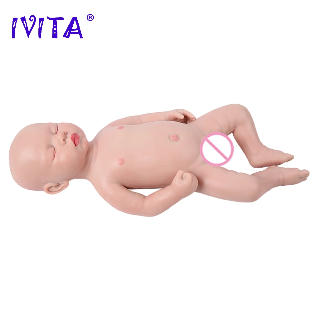 Ivita Wg1507 46Cm 3.2Kg Ogen Gesloten Hoge Kwaliteit Full Body Siliconen Reborn Baby Poppen Realistisch Speelgoed Voor Kinderen Kerstcadeau