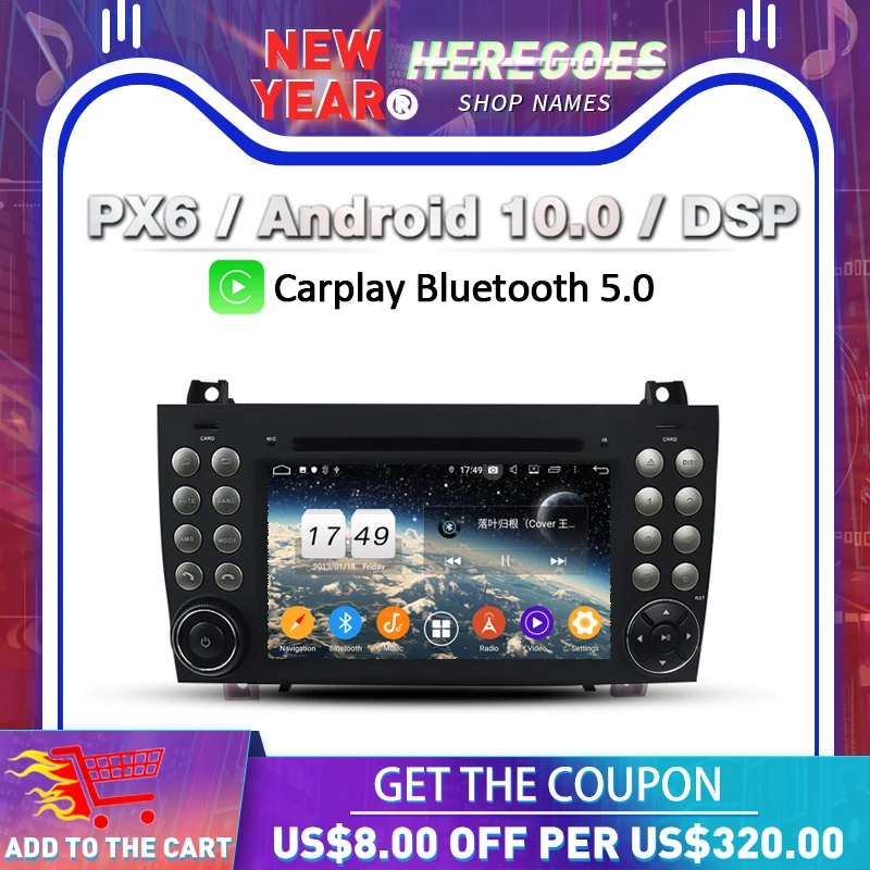 Carplay PX6 Android 11 4G+64GB Car DVD Player For Benz R171 W171 Benz SLK R171 SLK200 2004-2012 Radio GPS Navigation Head Unit