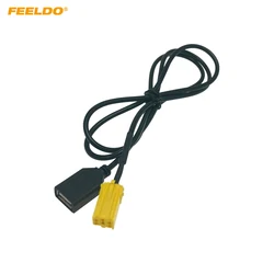 FEELDO Car Audio Radio 6Pin AUX USB Cable Female Port Extension Wire For MINI ISO Fiat Grande Punto USB Cable Adapter #HQ6955