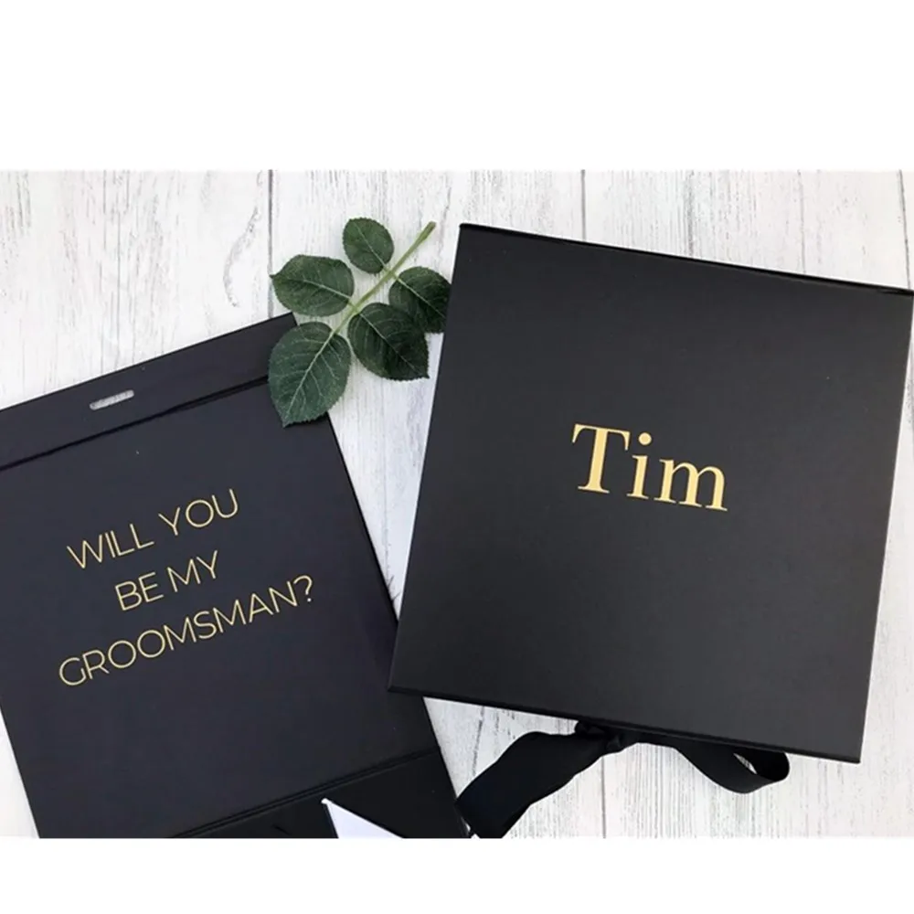 personalised Black and gold will you be my best man box, custom best man proposal box, luxury groomsmen gift box with name,