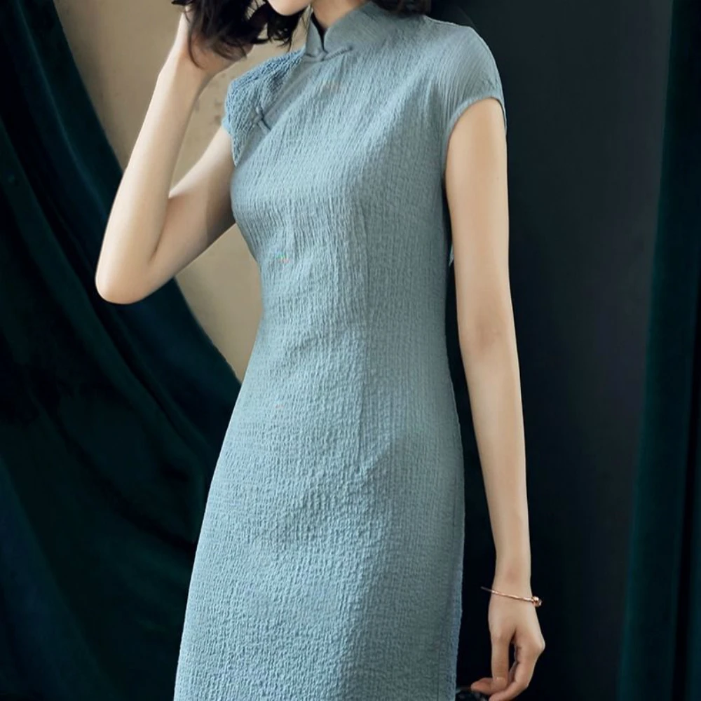 2023 Traditional Chinese Cheongsam Women Girls Cotton Linen Retro Dress Qipao Bodycon Sexy Short Vintage Dresses