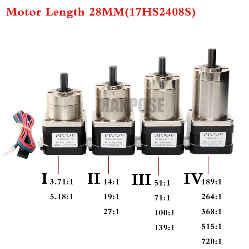 1PCS  Stepper Motor Nema 17 Planetary geared Gearbox All Ratio3.71-1 17HS2408S  3401S 4401S 6401S 8401S  motor For 3D Printer