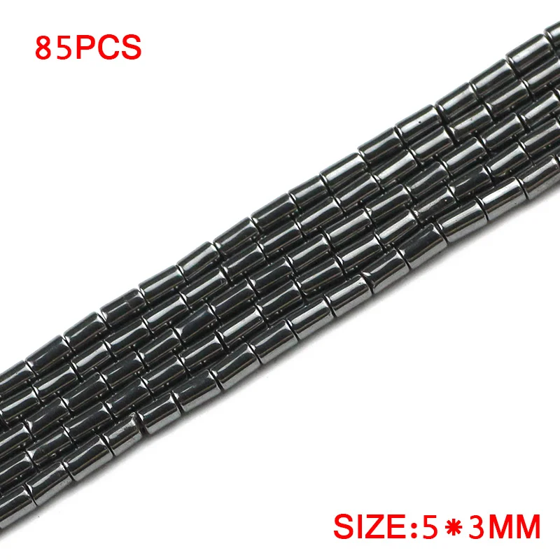 JHNBY 1~8mm Cylinder Black Hematite Natural Stone Loose Beads For Jewelry Making 15.5\'\' Spacer BeadS Diy Charm Bracelet Necklace
