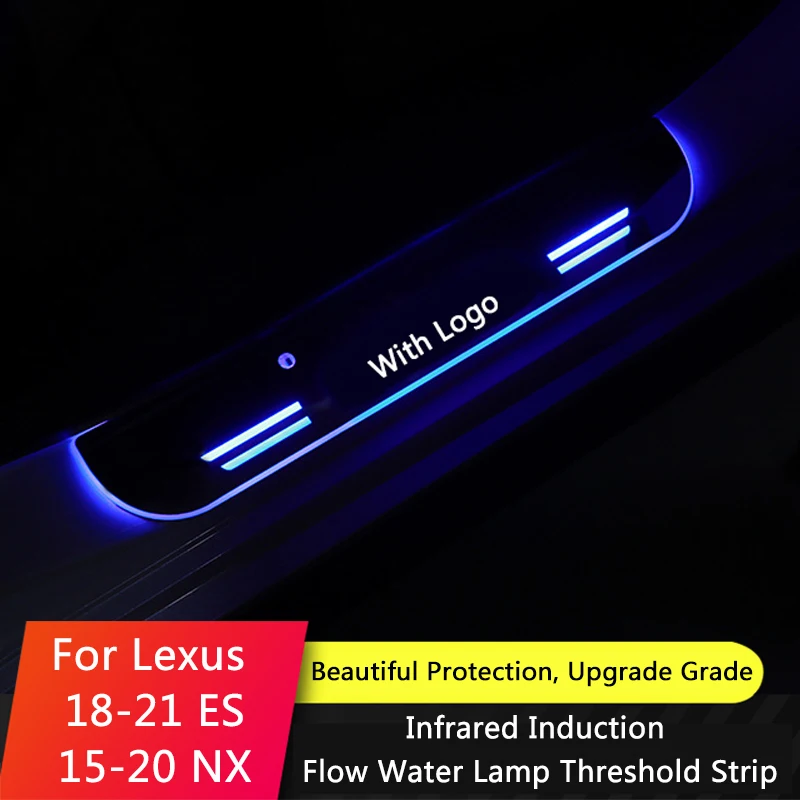 

QHCP LED Car Door Sill Scuff Plate Pathway Dynamic Welcome Light Lamp Infrared Sensor For Lexus ES200 260 300H 18-23 NX200 15-21