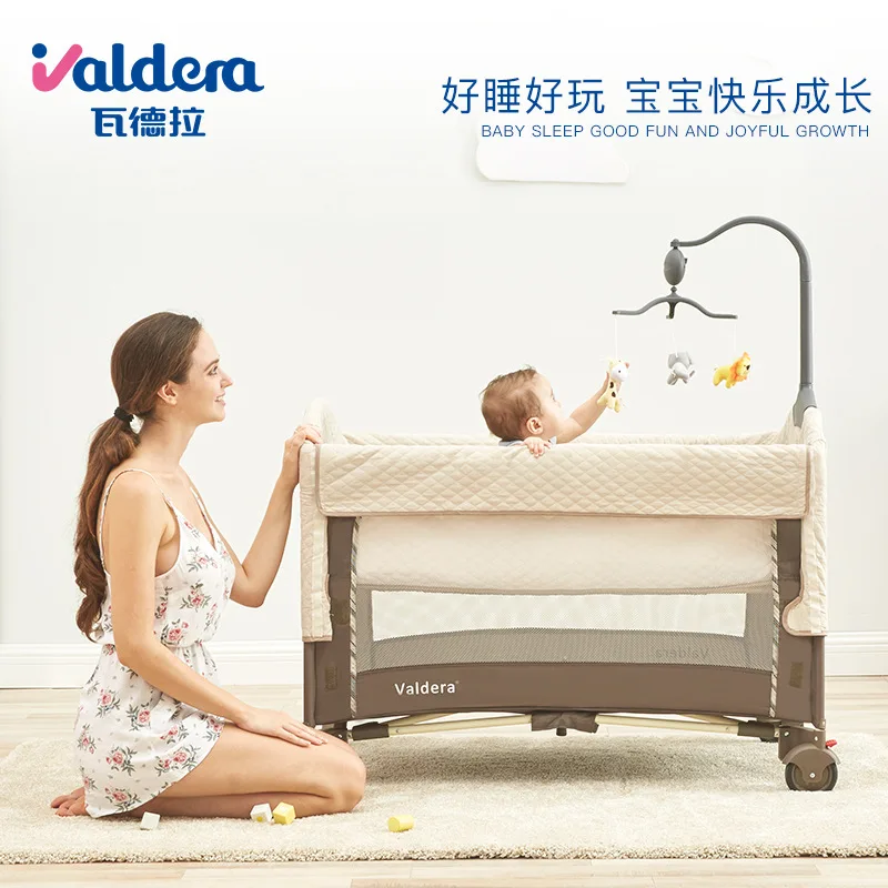 Valdera Portable Multifunctional Folding Crib A Substitute for Newborn Baby Rocking Bed Game Bed Kids Bed  Baby Bed Fence