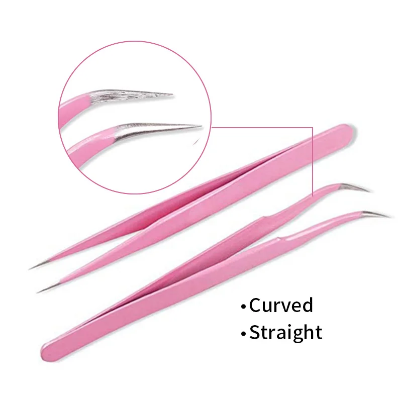 THINKSHOW 2 Pair Eyebrow Tweezers Eyelashes Extension Tweezers Face Hair Removal Clip Beauty Makeup Tools Wholesale