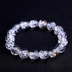 1pc Clair Quartz Cristal Himalaya Extensible Ronde Perle Bracelets Elastique Arc-En-Ciel de Guérison Reiki Cadeau De Mode Bijoux Femmes Fille