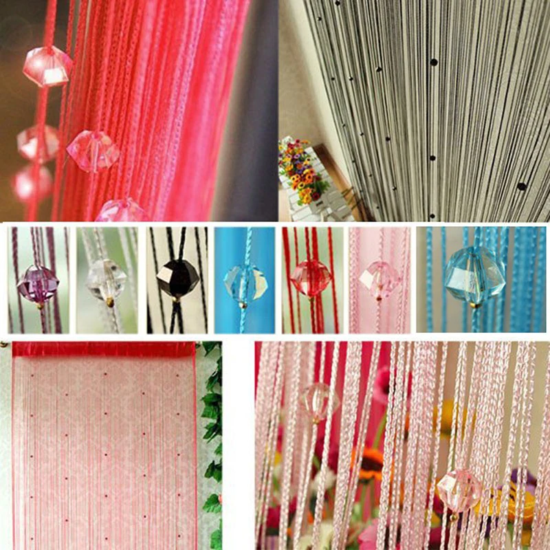 Acrylic Line Tassels curtain Fly Insect Divider Curtains For Living room Window Romatic String Beads Decor cortinas 6 Color