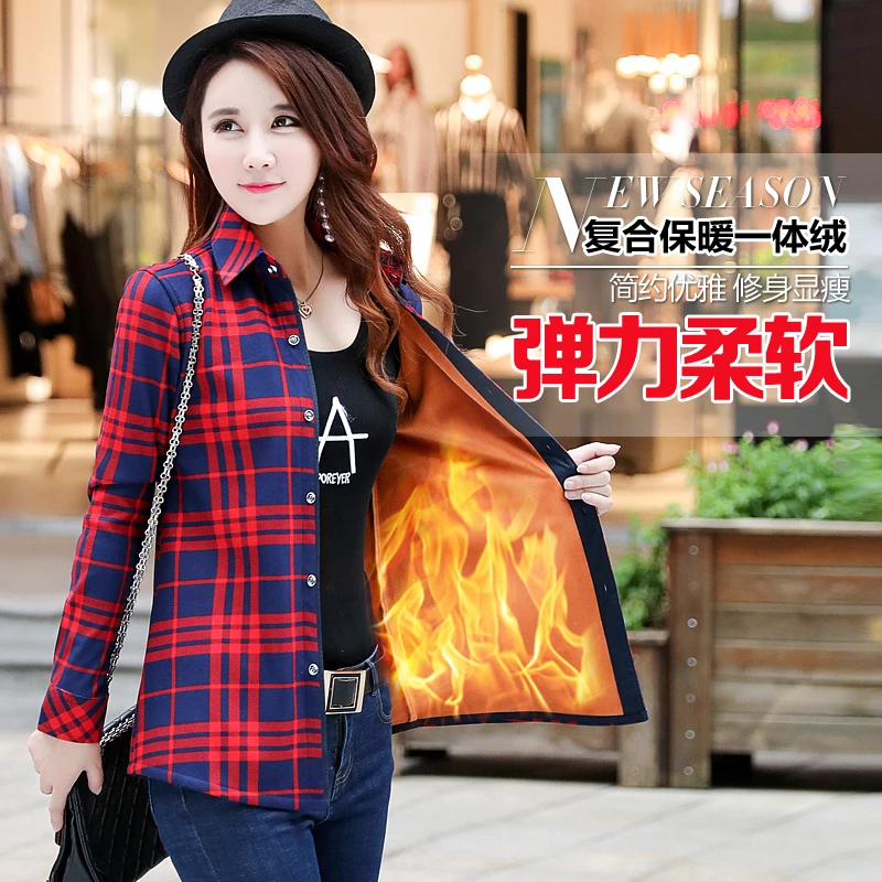 2023 New Winter Warm Women Velvet giacca più spessa Plaid Shirt Coat Ladies College Style Spring Casual Jacket capispalla 1534