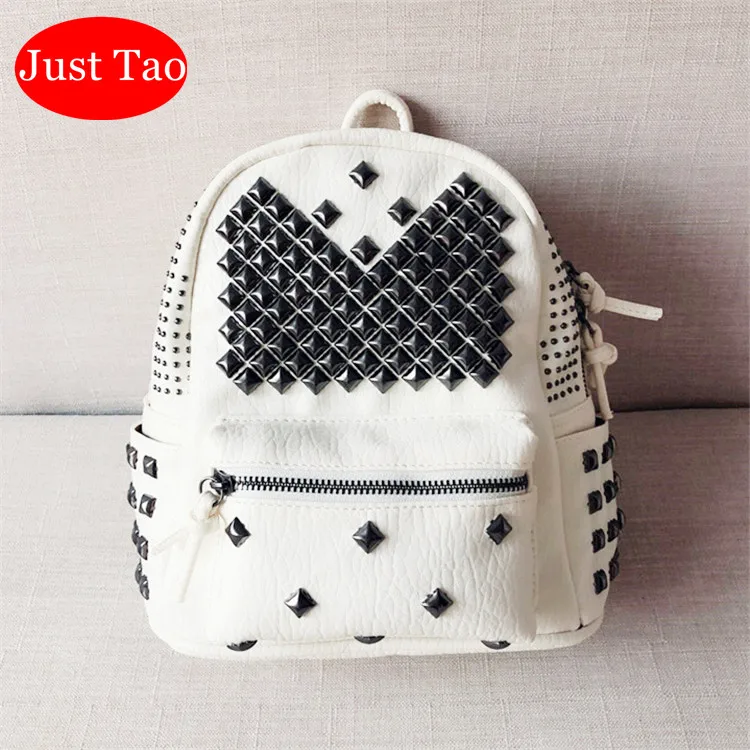 Just Tao! 5 Colors Punk Backpacks Kids small rivet school bags Teenagers Mini outdoor Bags Preschool girls vacation Bag JT021