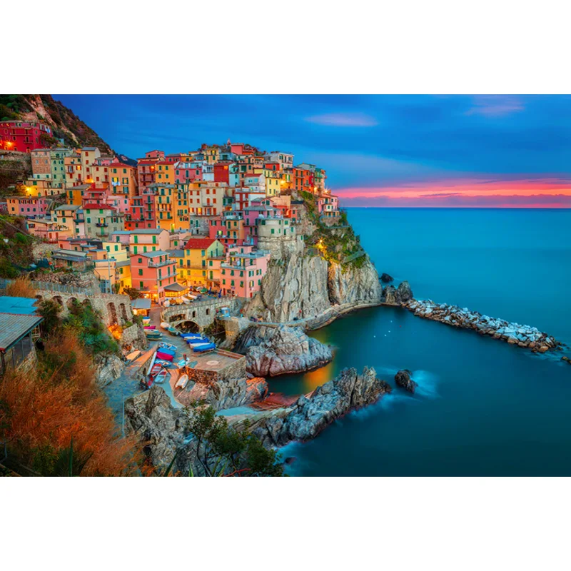 Five fishing villages on the Coast of ItalyWooden adult decompression puzzle 1000 pieces of children's educational toys gift