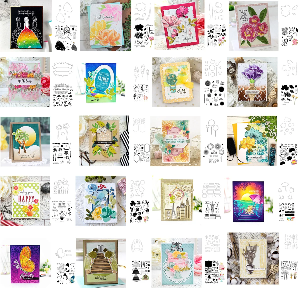 Matrices de découpe en Silicone et métal, tampons et cartes découpés pour Scrapbooking, artisanat