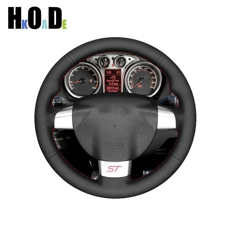 Car Steering Wheel Cover For Ford Focus ST 2005 2006 2007-2012 Focus RS 2009 2010-2011 DIY hand sew Black Artificial Leather