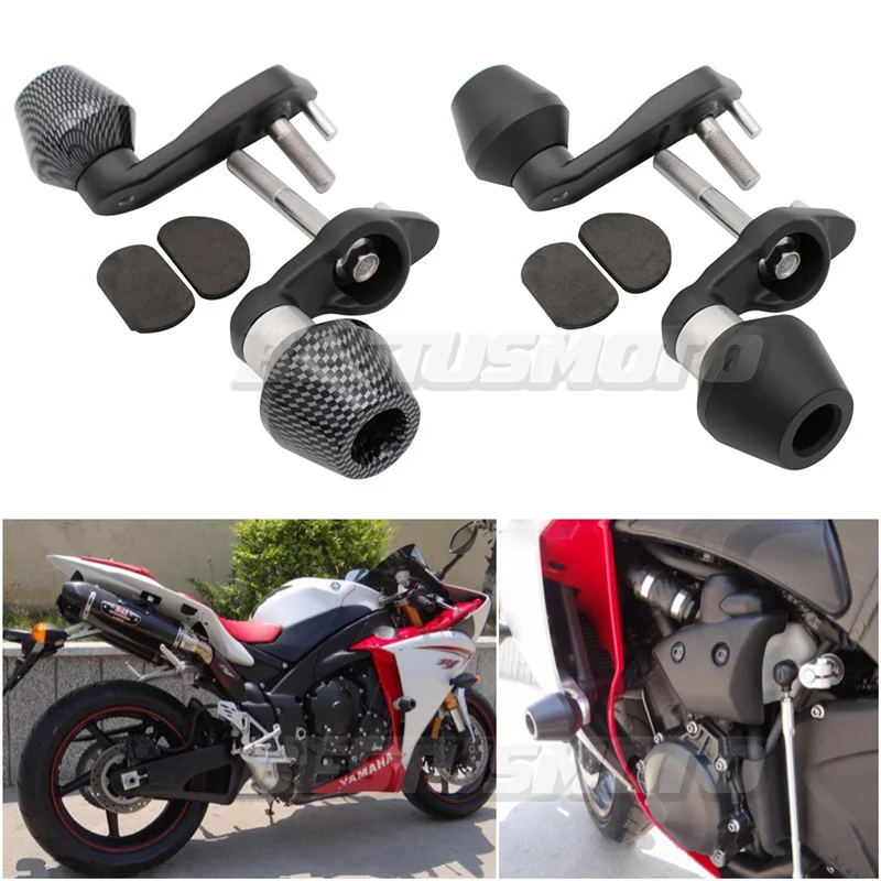 Motorcycle Black & Carbon Frame Sliders Crash Falling Protection For Yamaha YZF-R1 YZFR1 YZF R1 2009- 2014 2010 2011 2012 2013