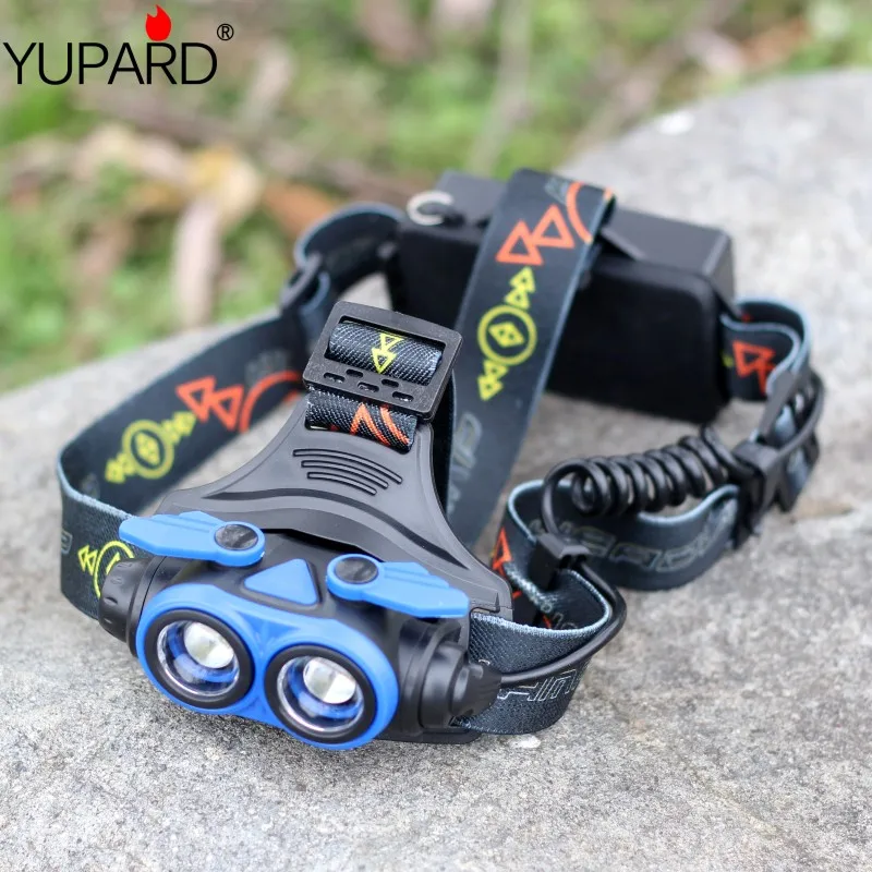 Double light source XM-T6 LED Mini Headlamp 3Mode USB Rechargeable Headlight Camping Flashlight Hunting Head Torch 18650 Battery