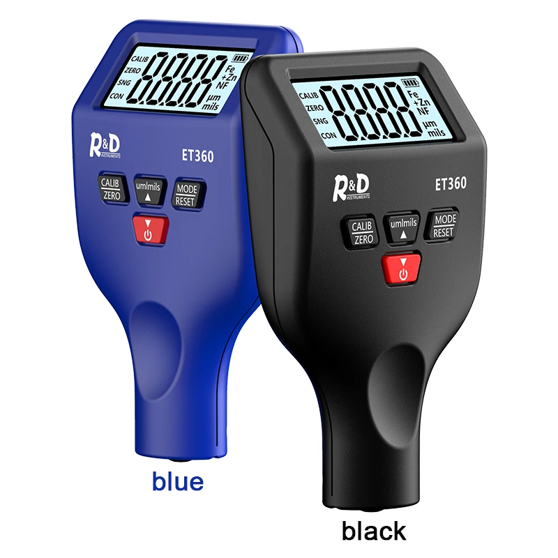 R&D ET360 Thickness Gauges for Cars 0.1 Um Fe/NFe Fe+ Zn High Precision Auto Paintwork Probe Test Meter