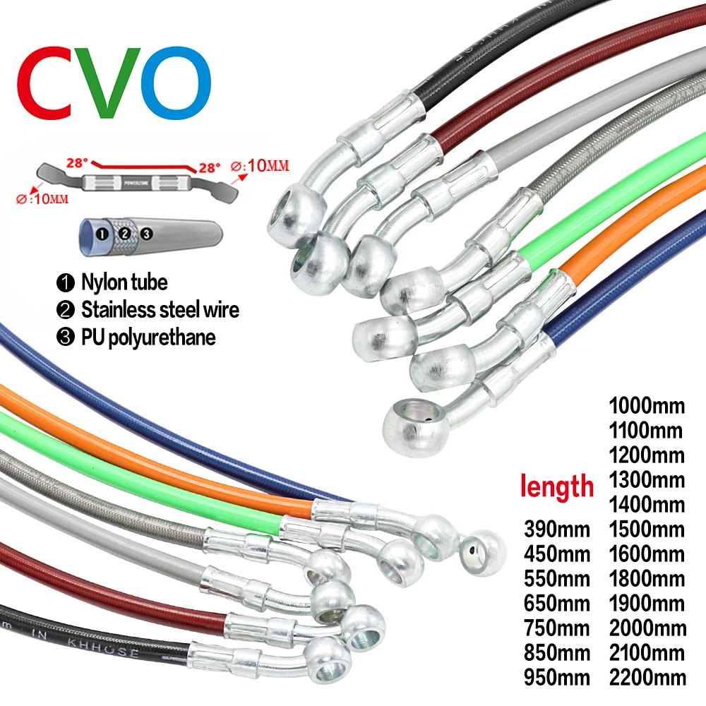 Motocykl Dirt Bike pleciony przewód hamulcowy stalowy kabel hamulcowy hydrauliczna rura Banjo 400mm-2200mm do motocykla uniwersalne wyścigi