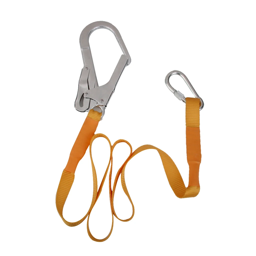 

MagiDeal Outdoor Climbing Safety Harness Belt Lanyard With Carabiner Buckle Protection Tension 22KN for Mountaineering Sports