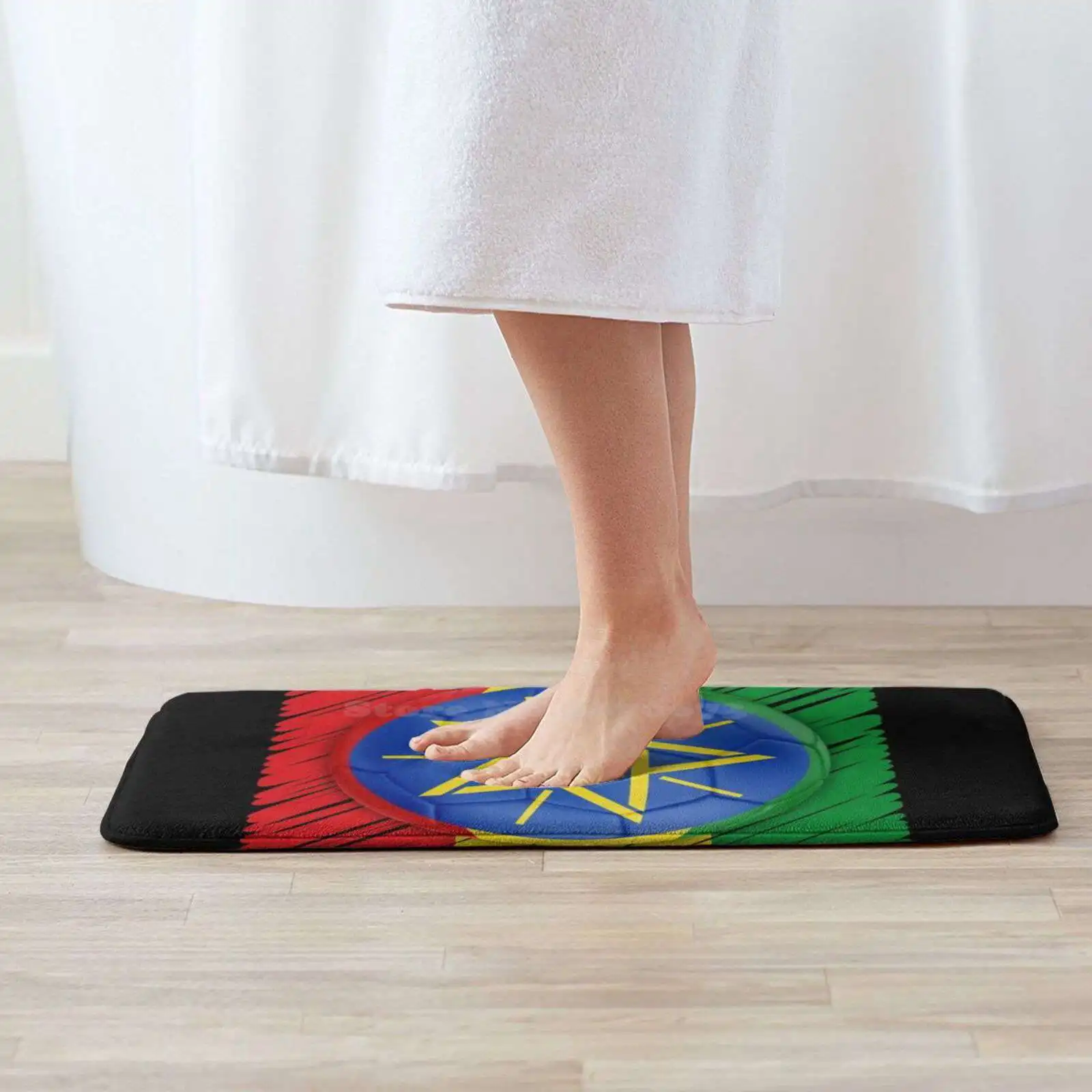 Ethiopia Football Flag Soft Cushion Home Carpet Door Mat Car Rug Ethiopian National Flag Competition Sports Futbol Player