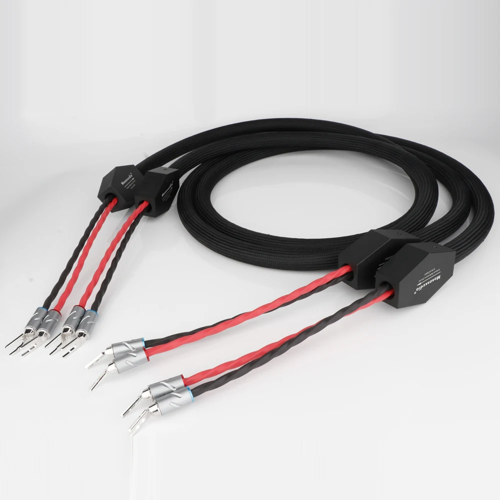 

Monosaudio 6N Pure Silver Speaker Cable Eclipse Reference Series Hi-end Professional Audio Speaker Wire With Y Spade Plug