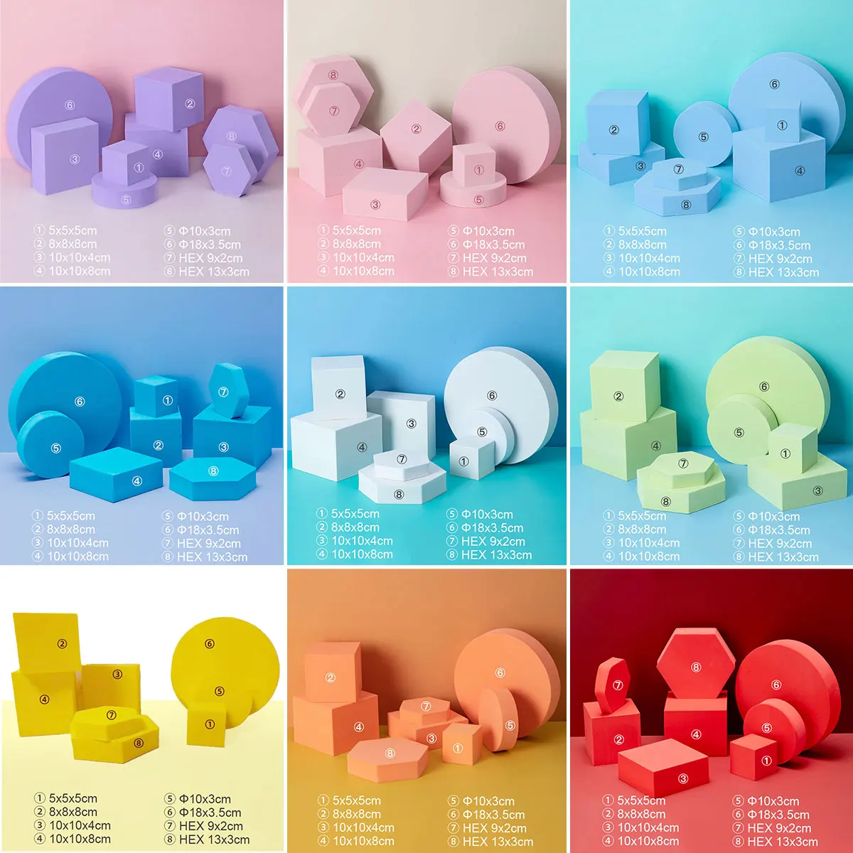 Cubo de espuma 3D para fotografía, adornos para tomar fotos, joyería, accesorios para tomar fotos, cosméticos, posar foto, decoración de fondo, 8 unidades por juego