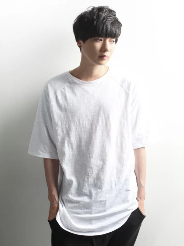 

Men's Short Sleeve T Shirt Summer New Fashion Youth Daily Casual All-Match Pure Color Simple Loose Large Size Half Sleeve