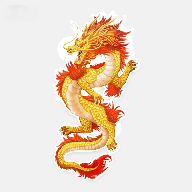 Fantasy Creature Decal Golden Loong Decoration Fashion PVC Car-styling Car Sticker 7CM*14.5CM