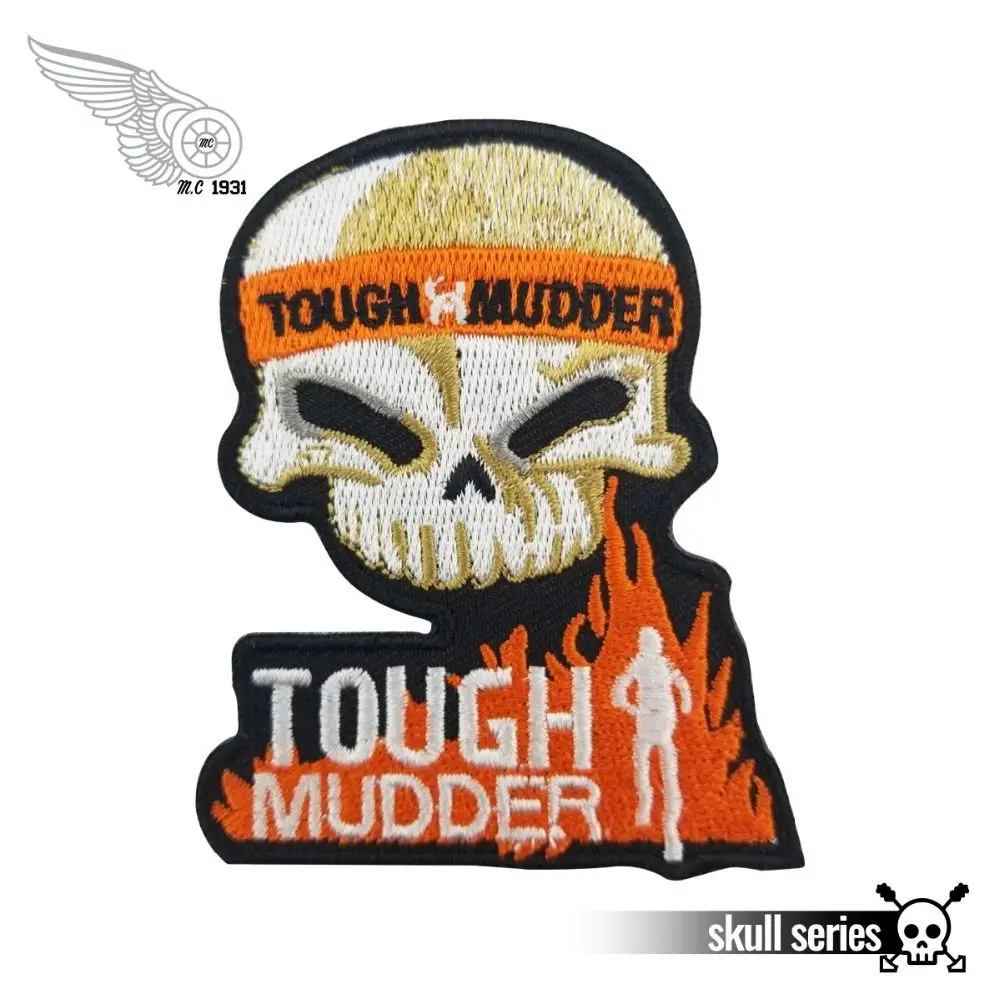 TOUGH MUDDER Biker Motorcycle Vest Rider Embroidered Patch Iron On Front Patch DIY Free shipping Eco-friendly