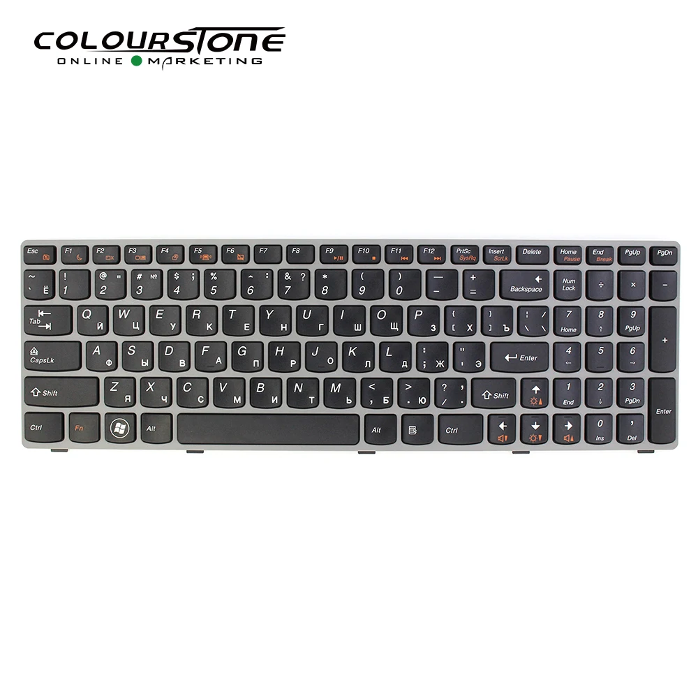 Russian keyboard For lenovo G570 Z560 Black with Grey Frame