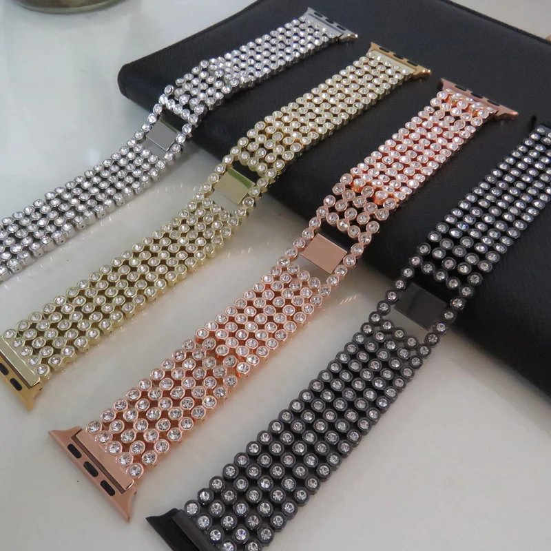 Women Diamond Strap For Apple Watch 8 7 se 6 5 4 3 2 of 38mm 40mm 41mm 42mm 44mm 45mm 49mm Stainless Steel watchband for iWatch