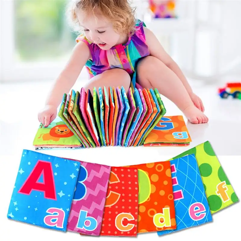 Soft Cloth Book Set Alphabet Cards Storage Bag Abcs Learning Interactive Educational Toys for Newborn Gift Toddlers Kids