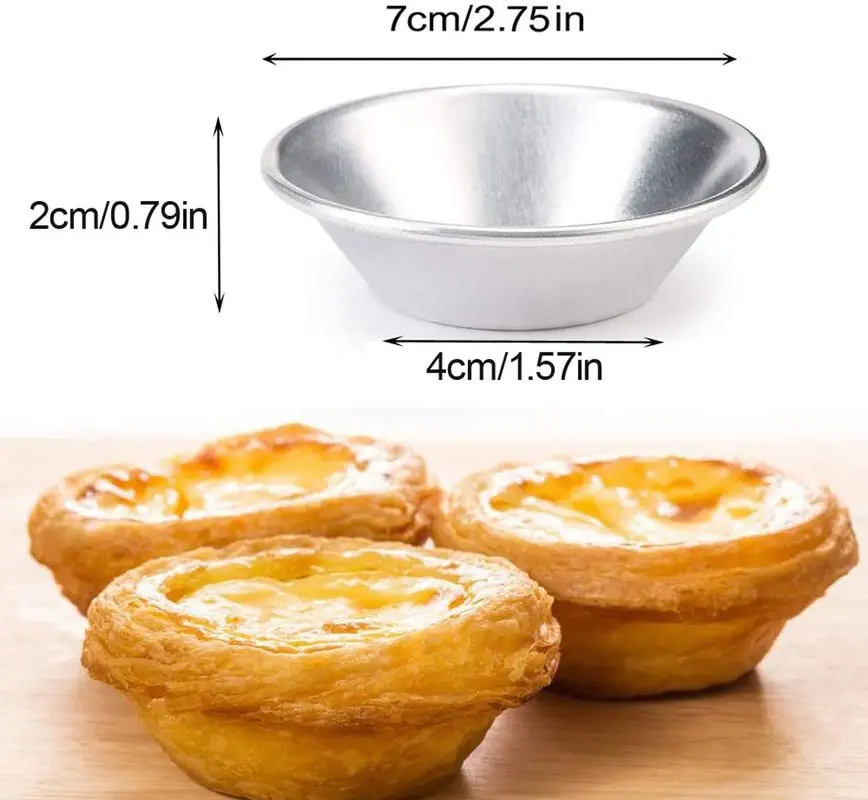 Round Baking dishes 20PCS Egg Tart Aluminum Muffin Cupcake Cookie Cake Flower Mold Tiny Pie Mould Tin