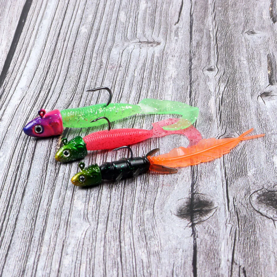 WALK FISH 5PCS/Lot 3.5g 5g 7g 10g Lead Head Fishing Hook Jig Head Hook Jigging Silicone Bait Soft Worm Hook Fishing Tackles