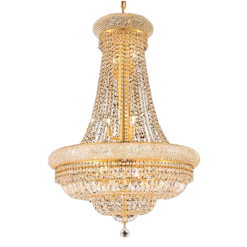 Lampadario di cristallo d\'oro di lusso impero per Foyer kitchen island light Modern scale plafoniera lampada a sospensione cristal lustre