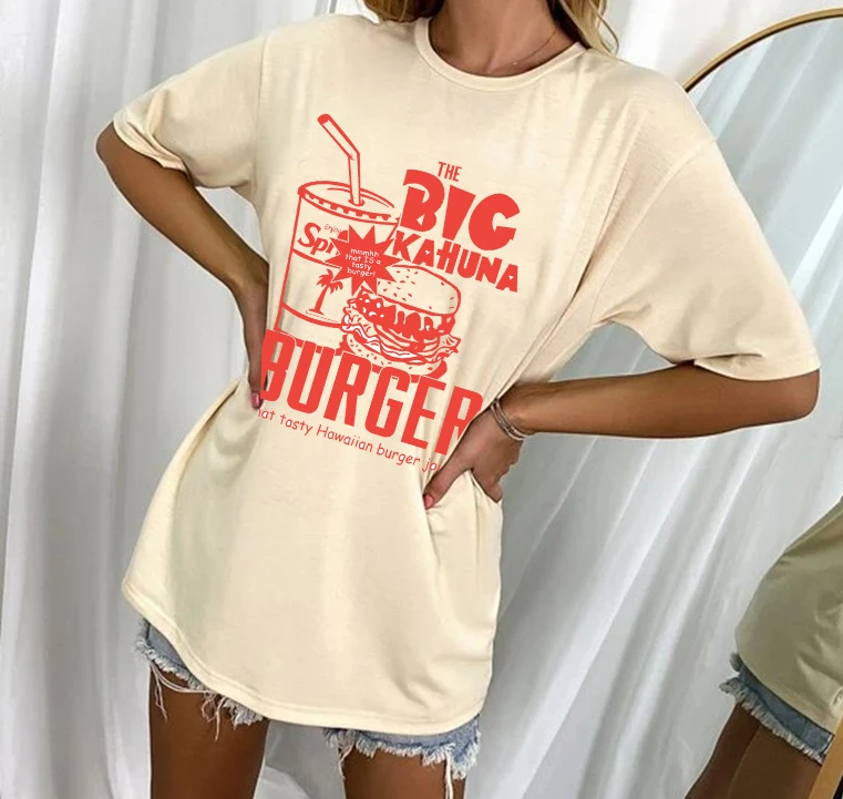 Big Kahuna Burger Movie T Shirt Pulp Fiction Tarantino for ManCasual Short Sleeve White Tee