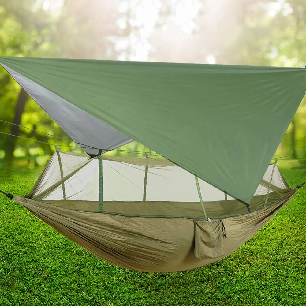 Aerial tent Outdoor Camping  2 Person Hammock with Mosquito Net and Sun Shelter Portable Parachute Swing Hammocks