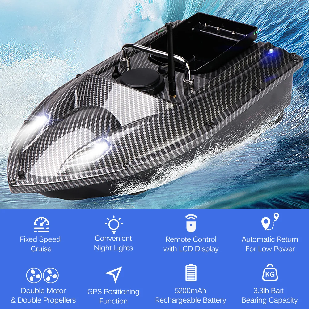 GPS Smart RC Fishing Bait Boat Wireless Remote Control Fishing Feeder Toy Fishing Boat 500M Remote Range Fish Finder Speedboat