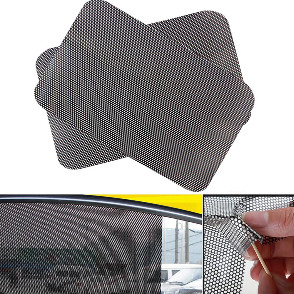 DSYCAR 1Pair Fashion Car Sunshade Sticker Mesh Car Electrostatic Sun Shading Stickers Heat Insulation Film Reusable Screen Cling