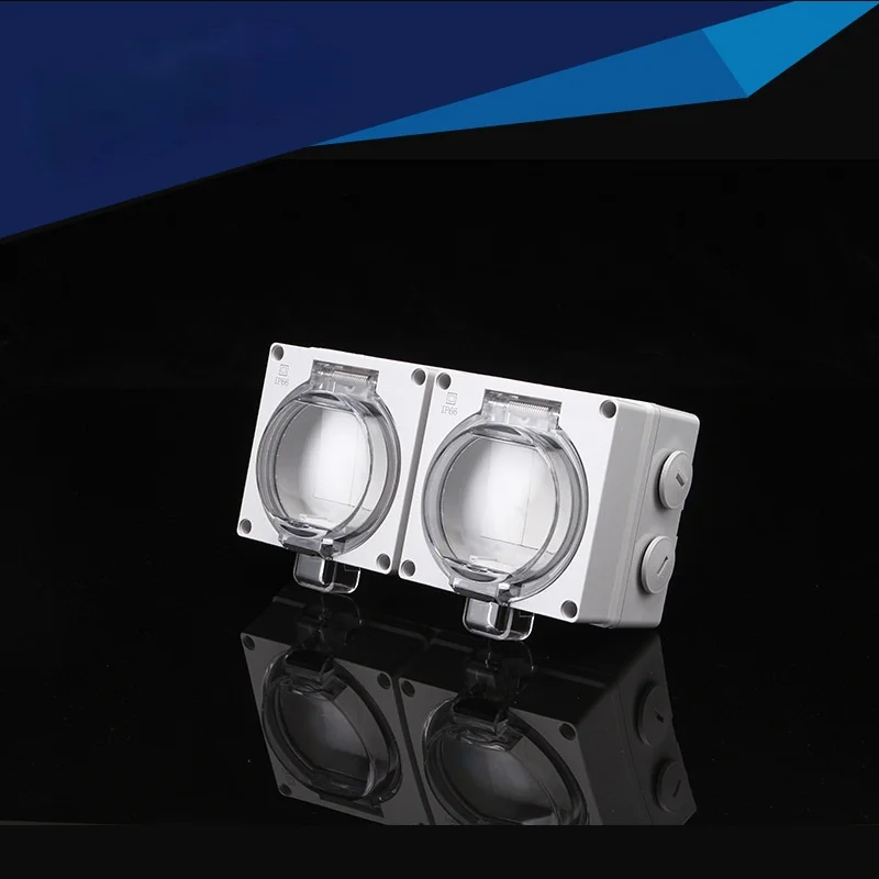 Outdoor IP66 Waterproof Light Switch Dust-proof External Wall Switch 4 Gang Push Button Power Wall Switch Socket,EU Plug Socket