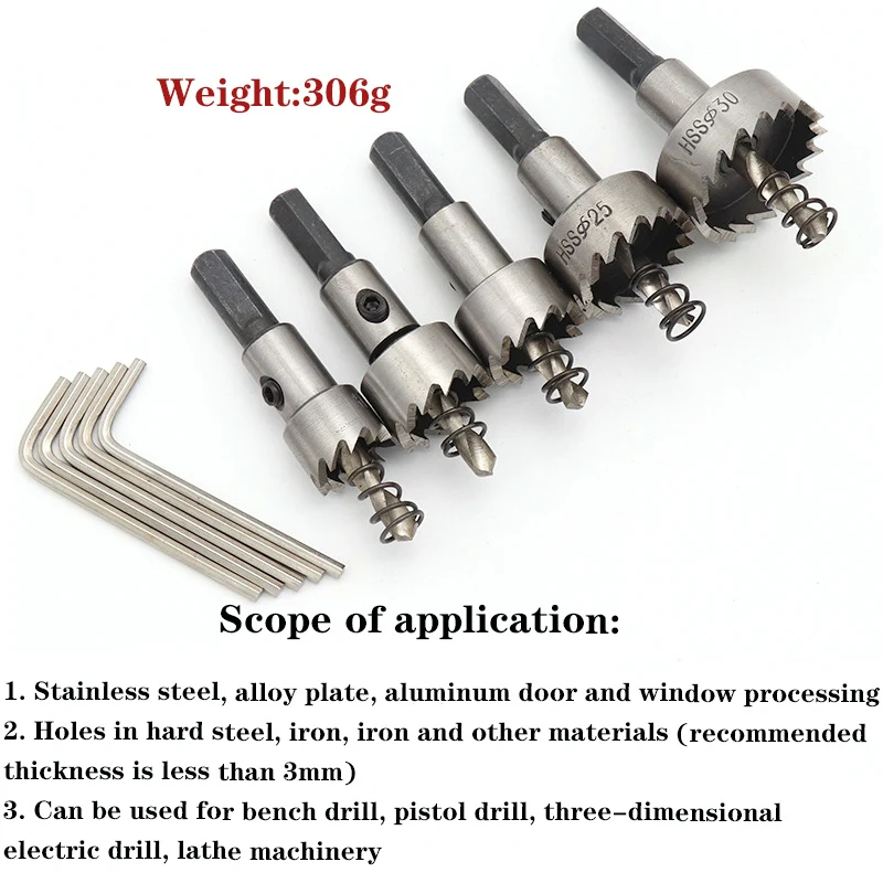 5Pcs HSS Cobalt Drill Bit 16-30Mm Hole Saw ตัดชุดเปิดเครื่องตัด Holesaw เหล็กอลูมิเนียมสแตนเลสแผ่นเหล็กสำหรับเจาะ